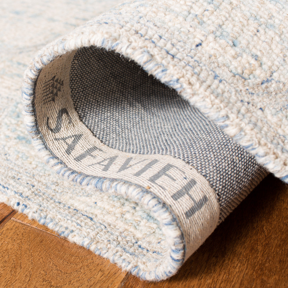 Safavieh Couture Abstract Collection, ABT474 Rug, Ivory/Light Blue, 2'3"x12'