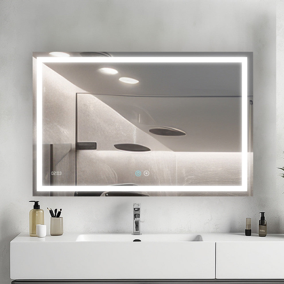 AQUADOM Daytona LED Wall-Mount Mirror Defogger Digital Clock 40"x30"x1"