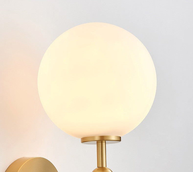 Modern Glass Wall Lamp in the Ball Shape, Living Room, Bedroom, Gold, White, Warm Light