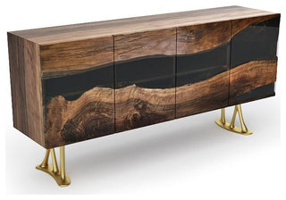Deluxe Walnut Credenza, 86.6"