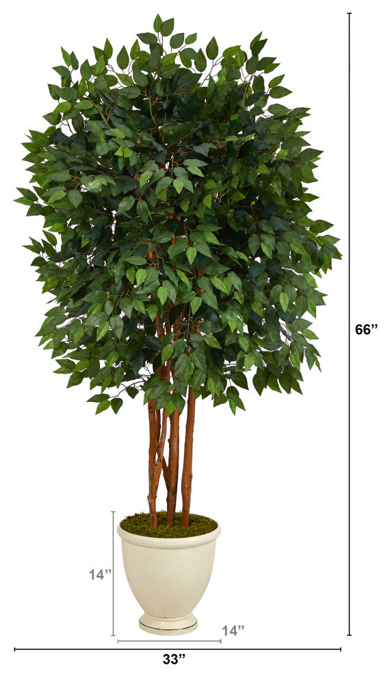 5.5' Super Deluxe Ficus Artificial Tree, Decorative Urn