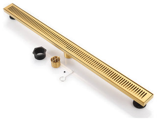 Stainless Steel Rectangular Linear Shower Floor Drain, Gold, 48"
