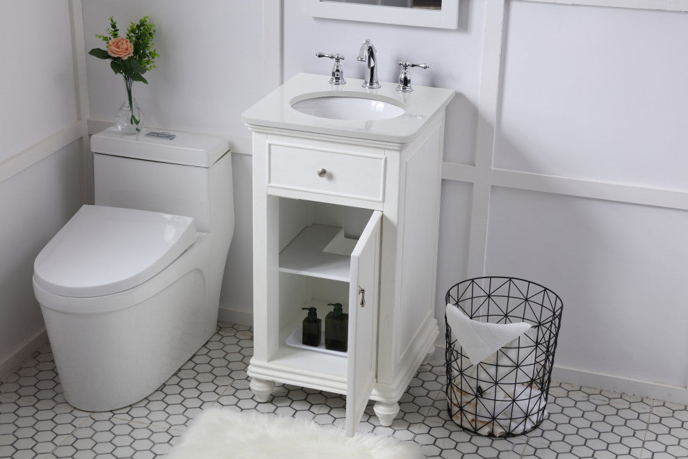 Bathroom Vanity, Antique White, 19"