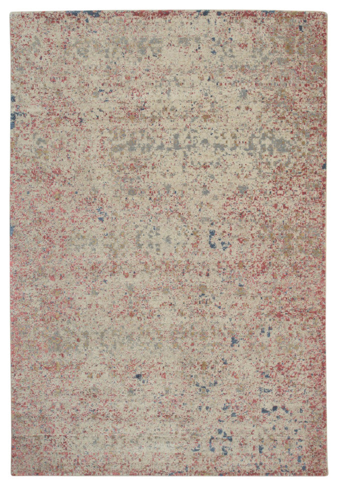 Ivory / Red Contemporary Modern Hand Crafted Area Rug