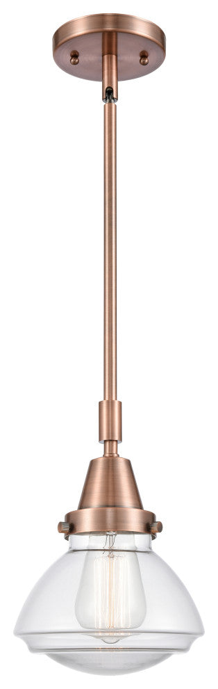 Innovations 447-1S-AC-G322-LED Olean 1 Light Mini Pendant, Antique Copper