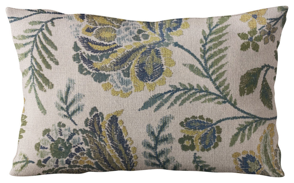 Plutus Blue Amazonian Floral Luxury Throw Pillow, 20"x36"