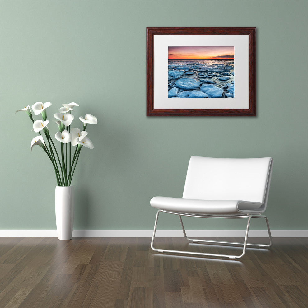 Pierre Leclerc 'Icy Sunrise 2' Matted Framed Art, Wood Frame, White, 20x16
