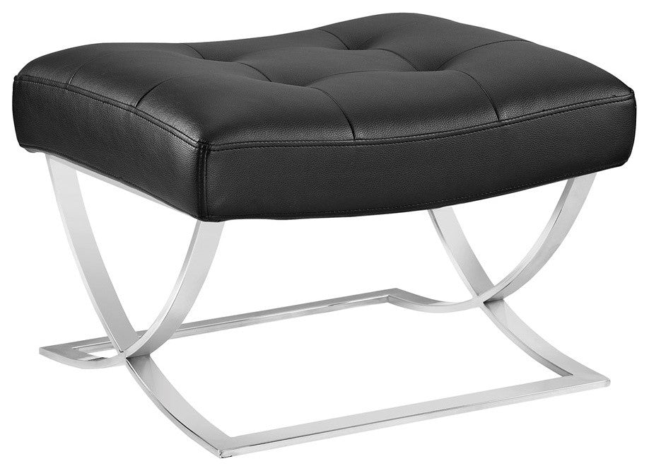 Slope Upholstered Vinyl Ottoman, Black