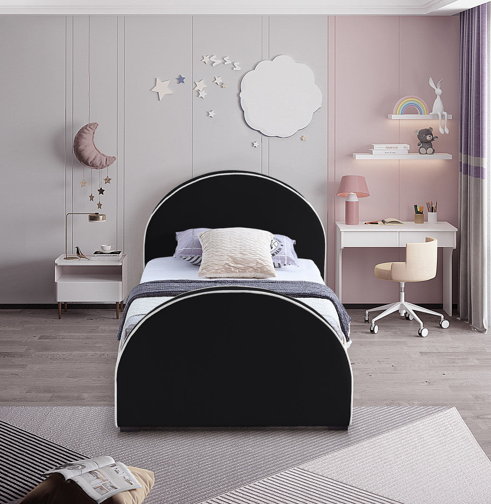 Brody Velvet Upholstered Bed, Black, Twin