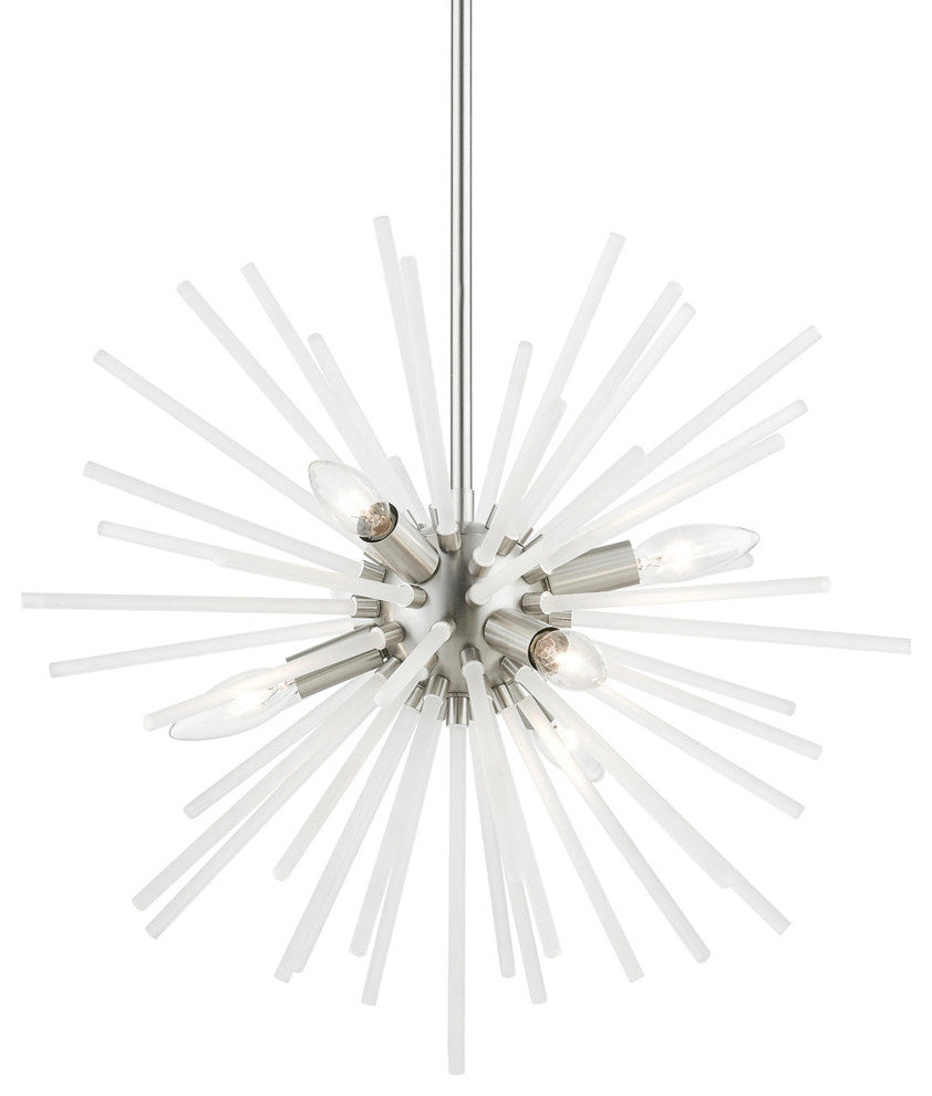 Uptown 6 Light Brushed Nickel Pendant Chandelier