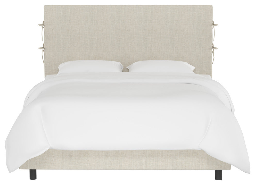 Bern Queen Slipcover Bed With Ties, Linen Talc