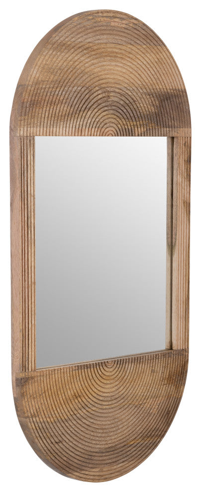 Wood, 34"Lx18"W Oval Mirror, Brown