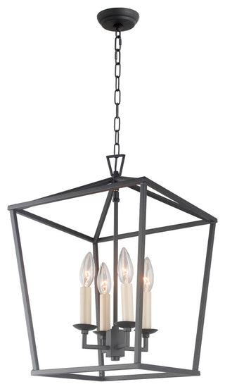 4-Light Lantern Chandelier, Aged Iron