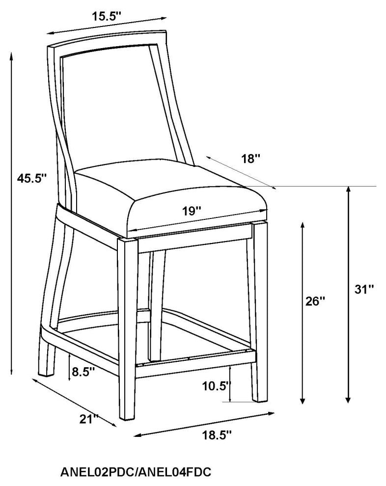 Ellie Bar Stool With Back, White, Bar Height