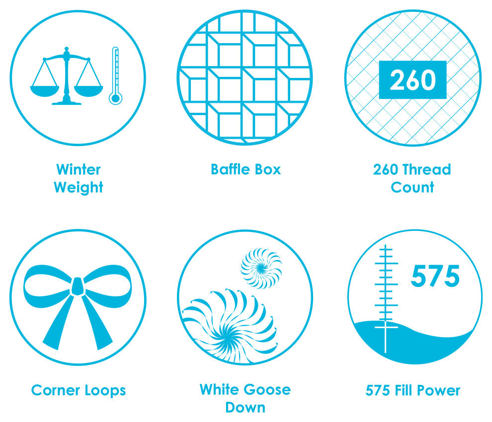 White Goose Down Comforter, Queen, Winter Weight