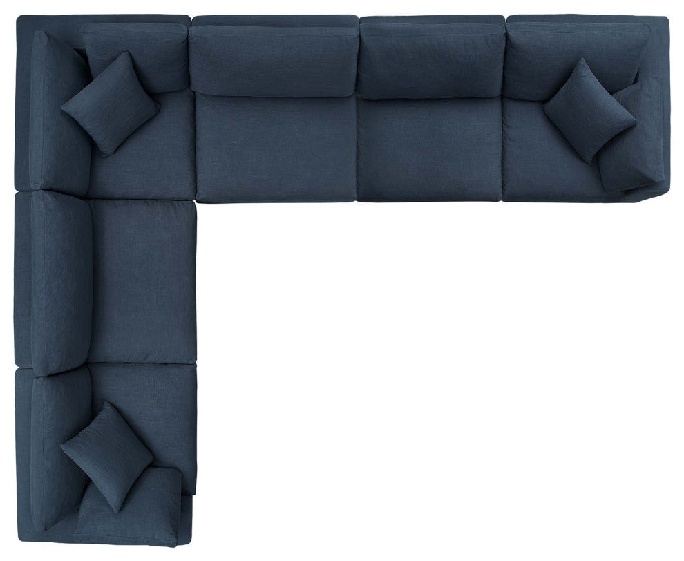 Commix Down Filled Overstuffed 6 Piece Sectional Sofa Set Azure