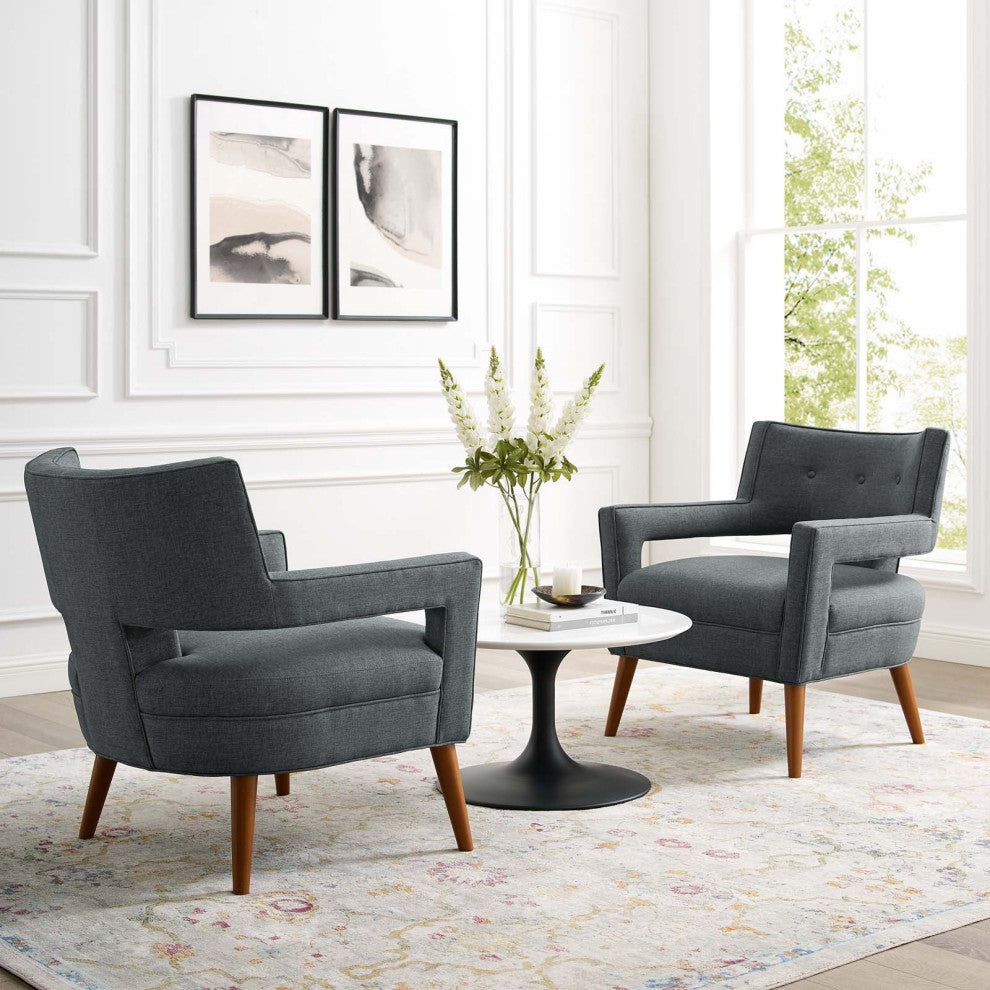 Armchair Accent Chair, Set of 2, Fabric, Gray, Modern, Lounge Hospitality
