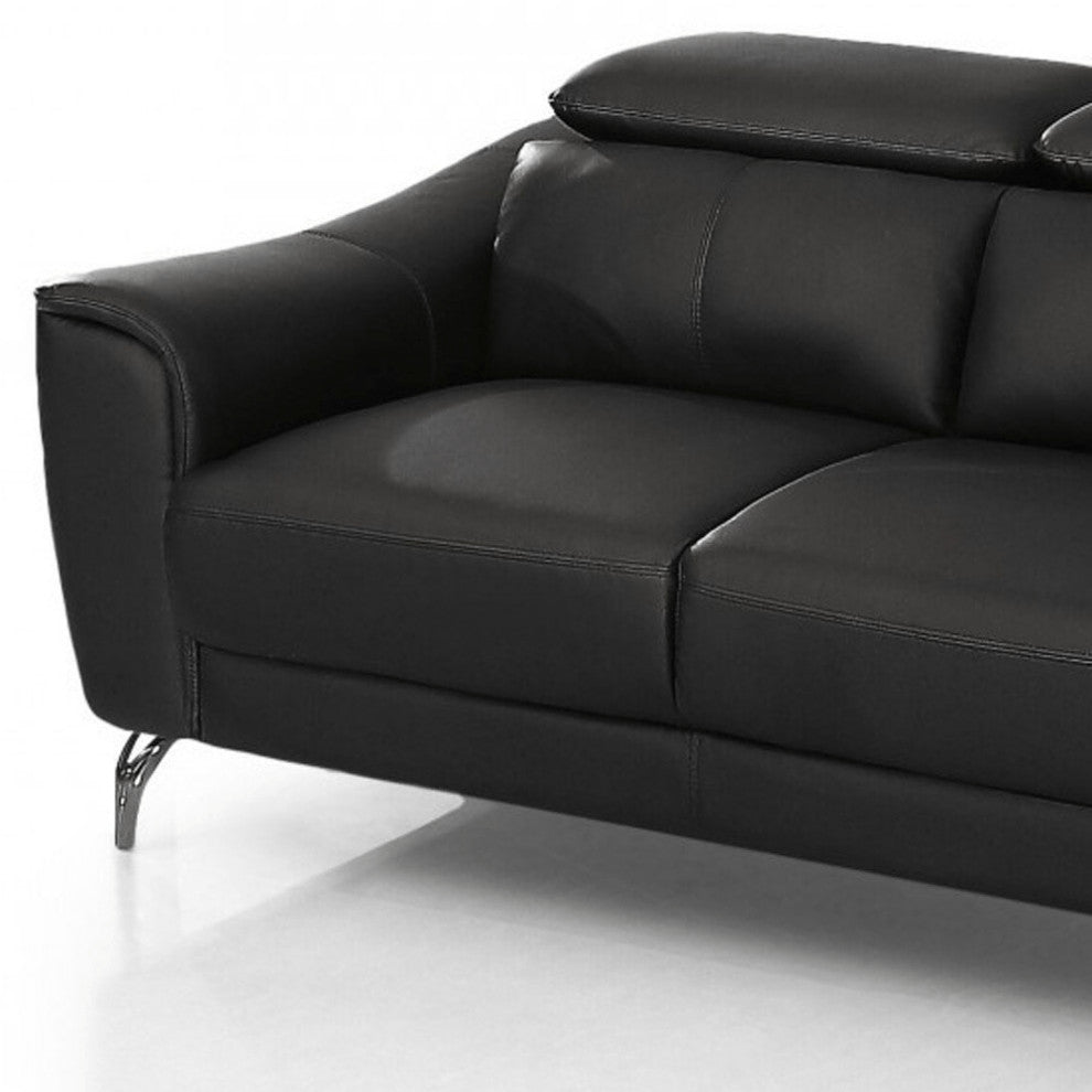 Urban 65" Black Leather Adjustable Headrest Loveseat