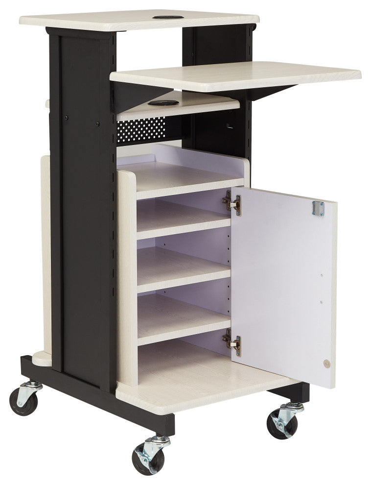 Oklahoma Sound PRC Series Metal Premium Plus Presentation Cart in Ivory/Black
