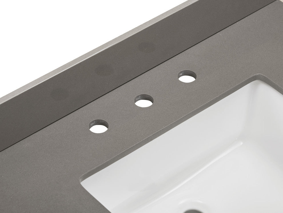 Madrid Bathroom Vanity Countertop, Concrete Gray With White Sink, 31"