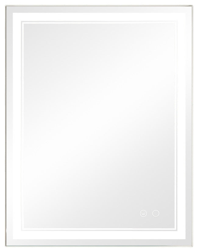 3-Colors LED Bathroom Mirror, Anti-Fog Memory Dimmable, Sliver, 36"x28"
