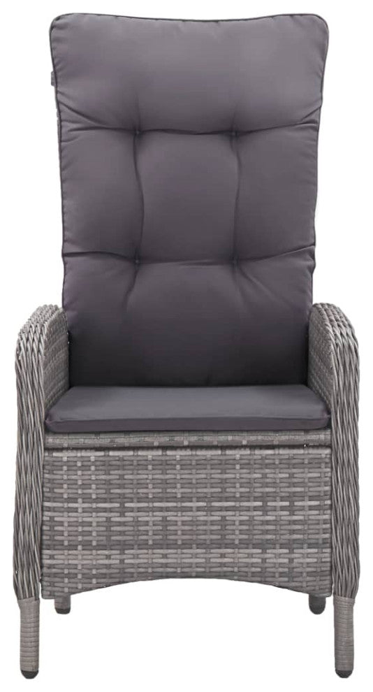 vidaXL Patio Dining Set 3 Piece Poly Rattan and Glass Gray Garden Furniture