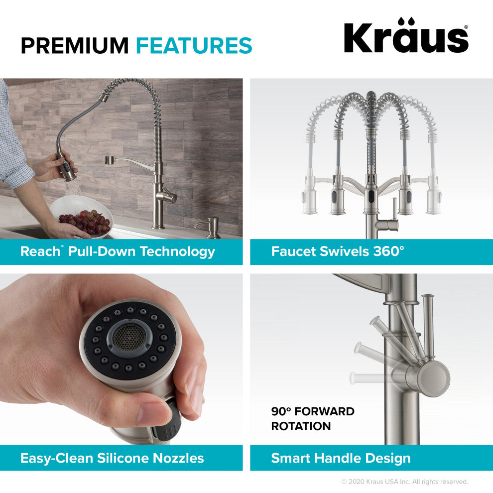 Sellette Pull-Down Kitchen Faucet Spot Free, Soap Dispenser