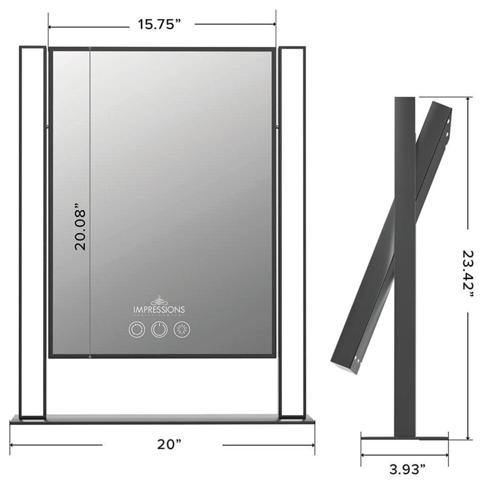 Nouveau XL Tri Tone Led Makeup Mirror and and Iron Frame, Black