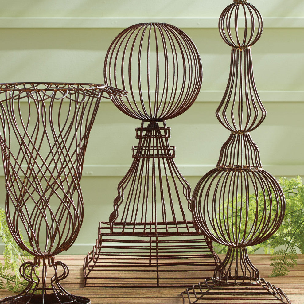 Weathered Metal Wire Orb Garden Structure