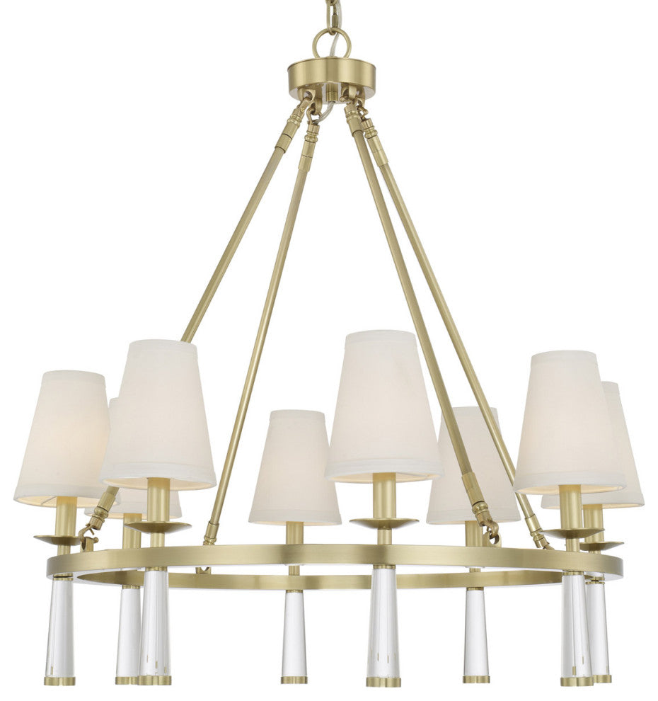 Crystorama 8867-AG, 8-Light Chandelier, Aged Brass