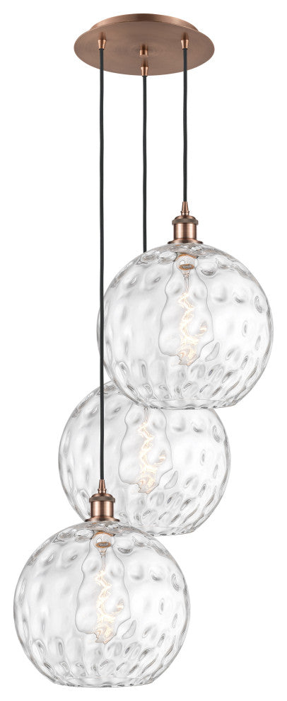 Athens Multi-Pendant, Antique Copper, Clear Water Glass