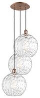 Athens Multi-Pendant, Antique Copper, Clear Water Glass