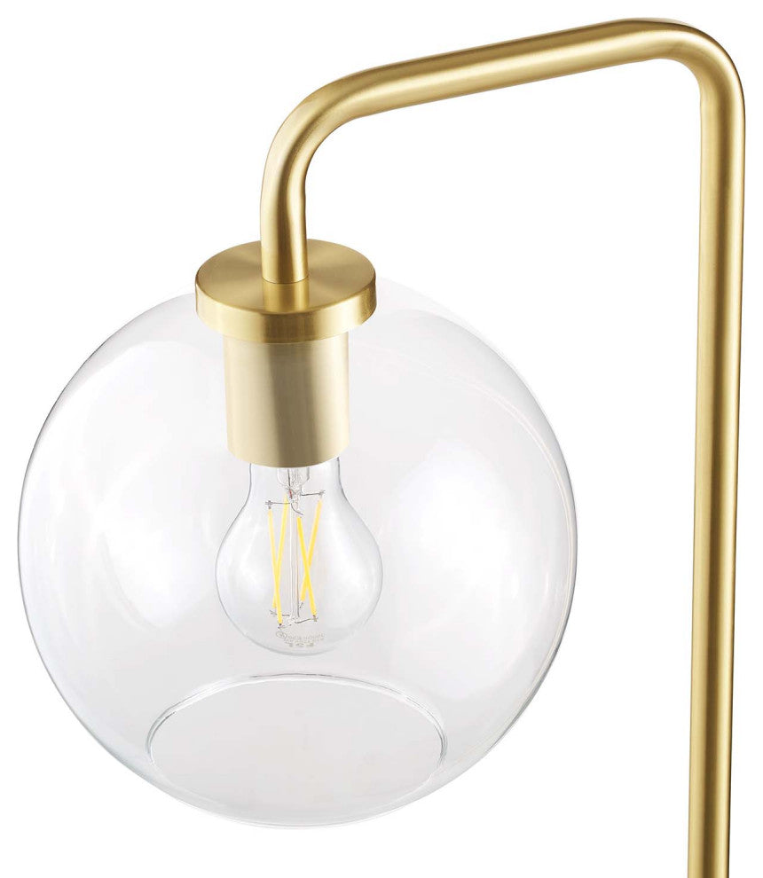 Floor Lamp Light, Gold, Glass, Metal, Modern, Mid Century Bistro Hospitality
