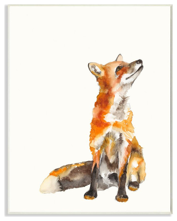 Curious Fox Watercolor Orange Animal Painting, 10"x15"