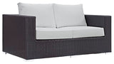Espresso White Convene Outdoor Patio Loveseat