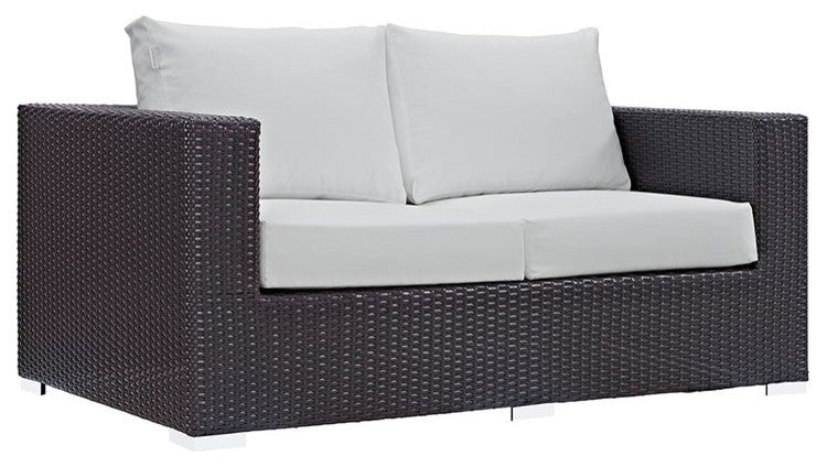 Espresso White Convene Outdoor Patio Loveseat