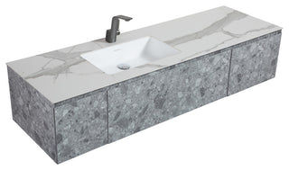 Terazzo Grey Bathroom Vanity with Imitation Stone Design, 65"