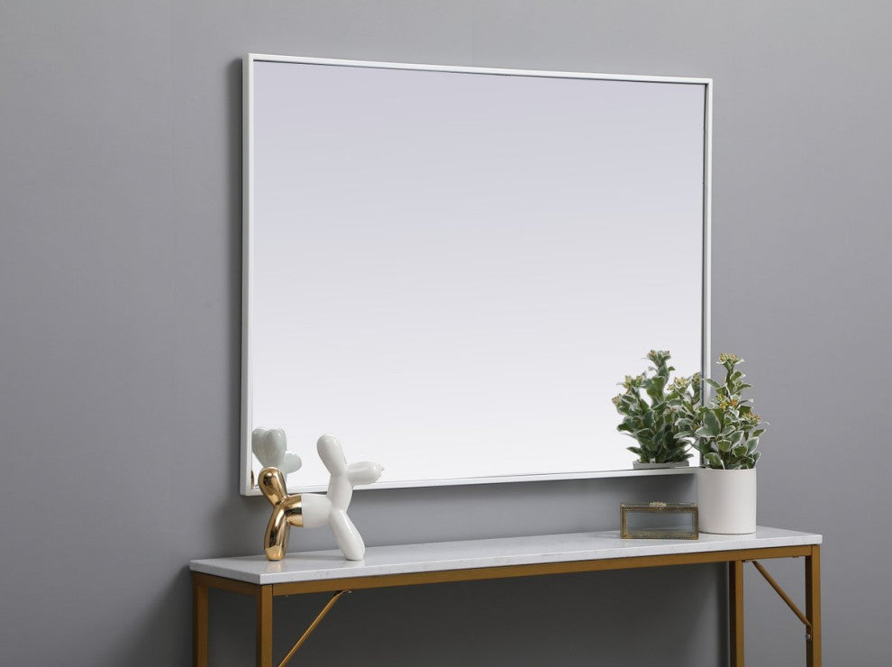 Elegant Decor MR43040WH Metal Frame Rectangle Mirror, 30"x40", White