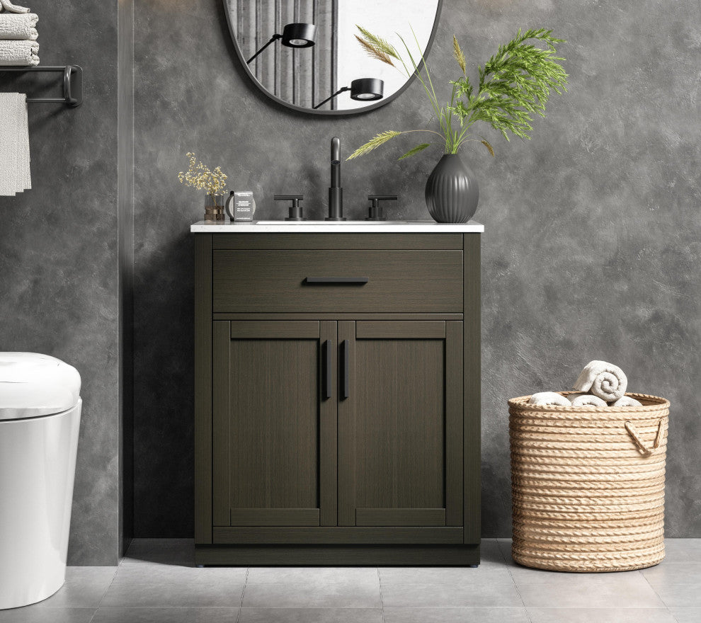 Home Living 30" Single Bathroom Vanity, Mocha Brown