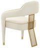 Corralis Cream Boucle Dining Chair, Fabric Armchair with Gold Stainless Steel