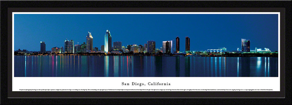 San Diego Skyline Panoramic Poster, California  , Select Frame