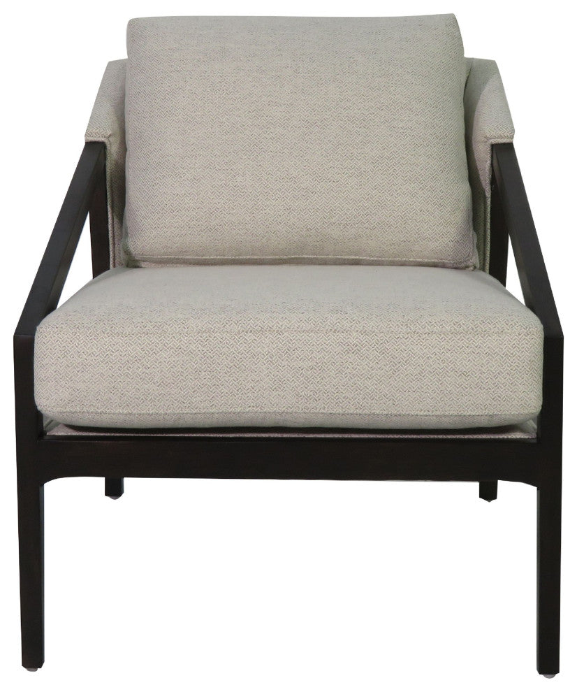 Ezra Chair - Coffee finish with platinum fabric