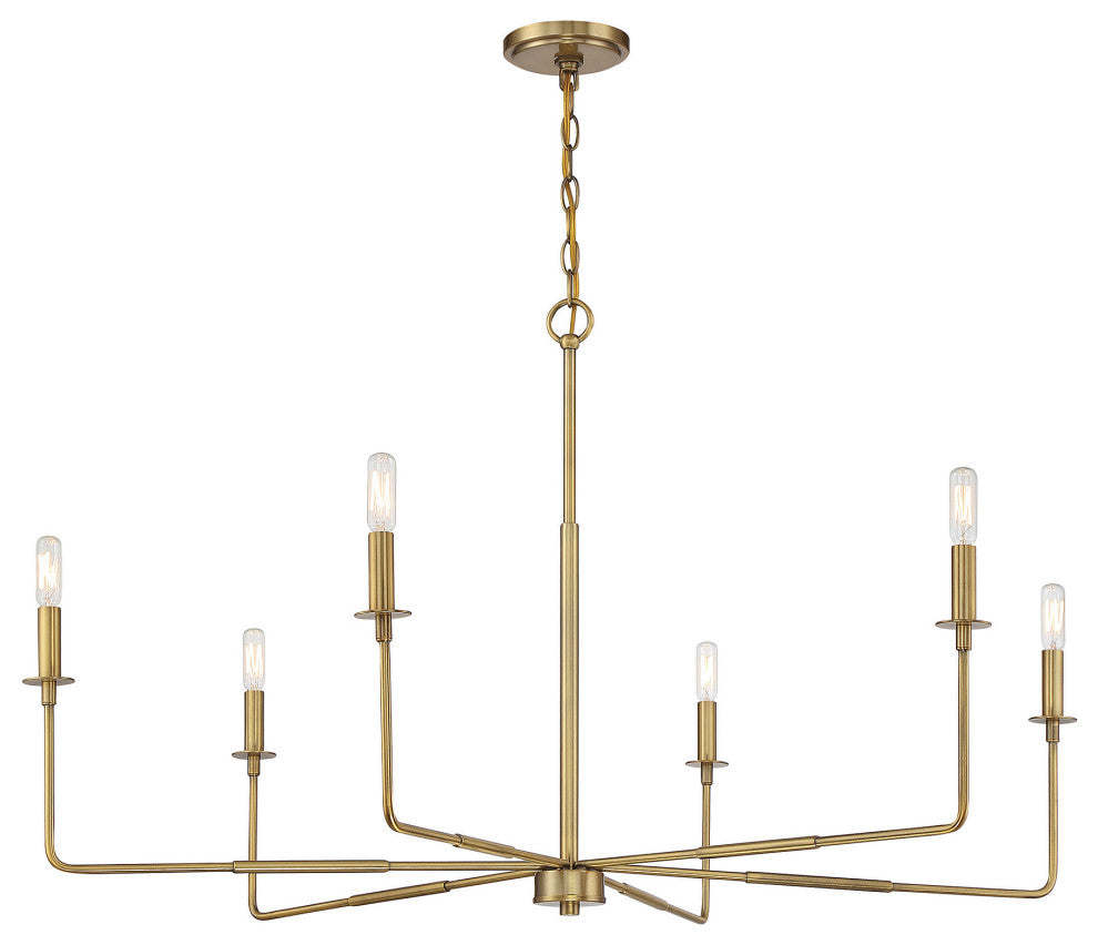 Savoy House Salerno 6-Light Chandelier, Warm Brass