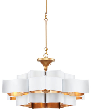 Six Light Chandelier, Sugar White/Comtemoprary Gold Leaf