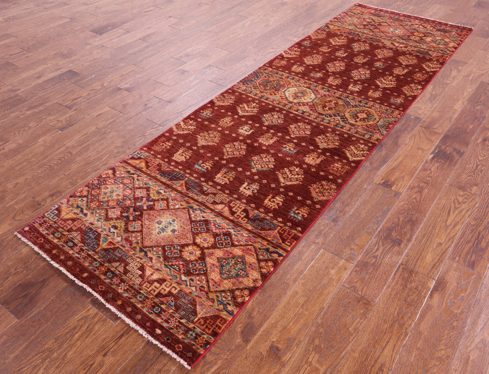 Runner Handmade Tribal Persian Gabbeh Wool Rug 2' 11" X 9' 10" Q10853
