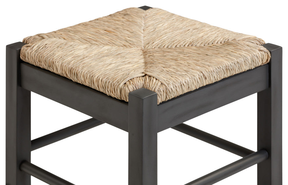 Square Rush Backless Counter Bar Stool, Charcoal Gray