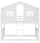 Gewnee Wood Twin Over Twin House Bunk Bed With Ladder in White