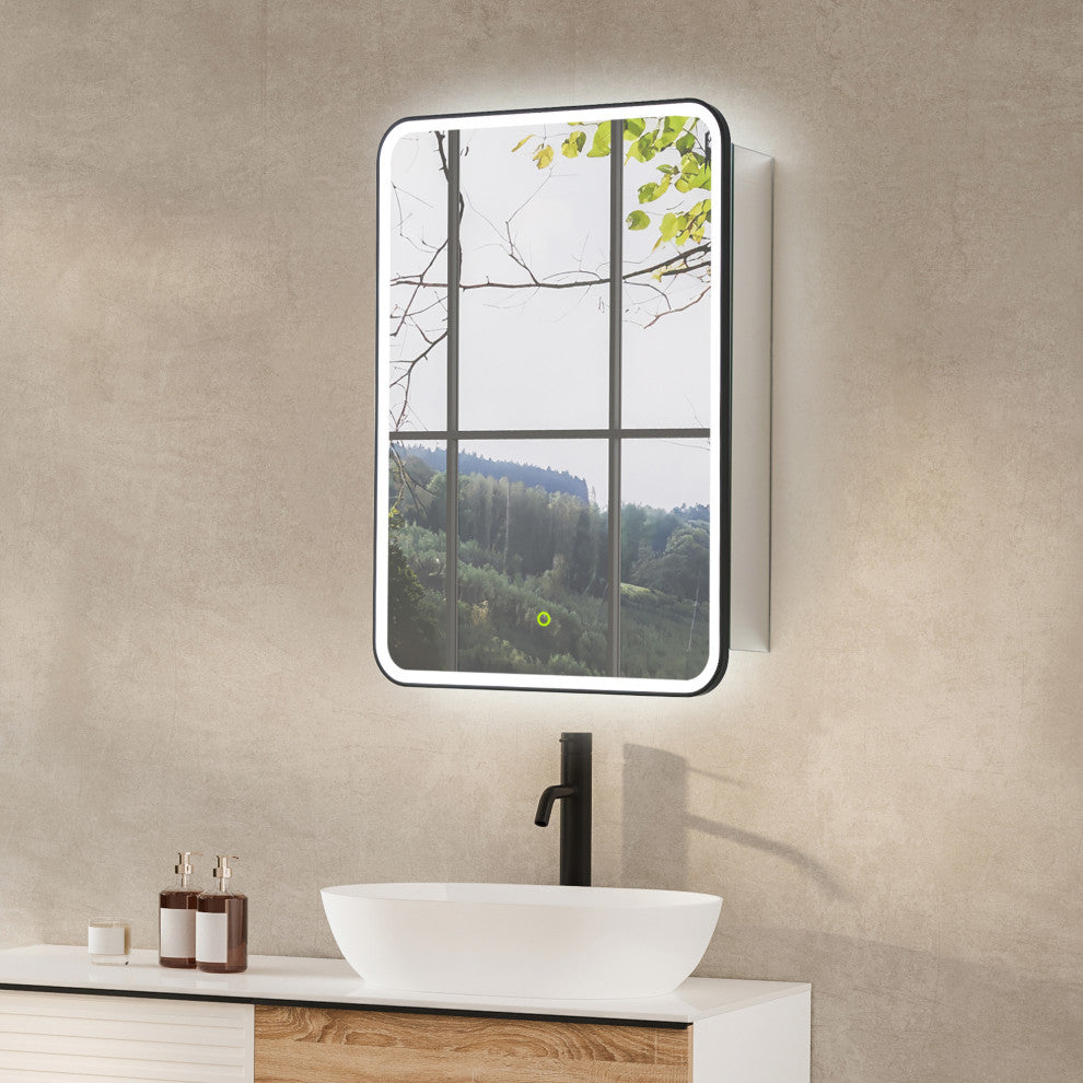 Ostaria Surface-Mount/Reccessed LED Lighted Bathroom Medicine Cabinet, 24"