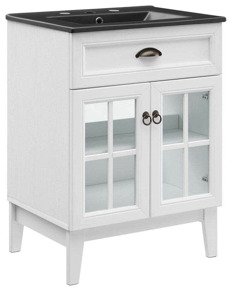 Isle 24" Bathroom Vanity Cabinet White Black -5476