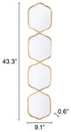 Frame Wall Mirror, Glass, Steel Metal, Gold, Bedroom Living